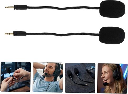 2pcs Gaming Headset Microphone Boom Replacement Detachable Wired Black in Saudi Arabia