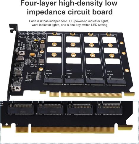 PCIe to M.2 NVMe Adapter Card, Support 4X NVMe SSDs in Saudi Arabia
