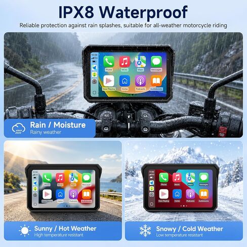 5 Inch Motorcycle IPS Touchscreen, Portable Wireless CarPlay & Android Auto in Saudi Arabia
