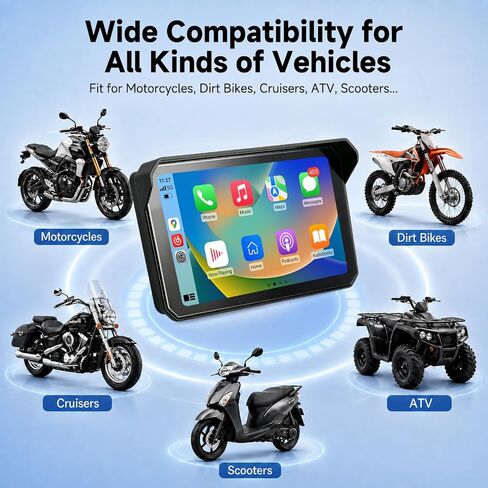 5 Inch Motorcycle IPS Touchscreen, Portable Wireless CarPlay & Android Auto in Saudi Arabia
