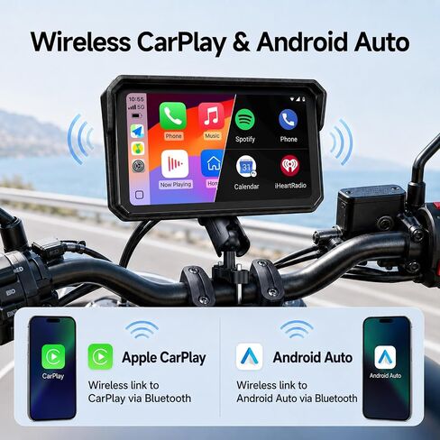 5 Inch Motorcycle IPS Touchscreen, Portable Wireless CarPlay & Android Auto in Saudi Arabia