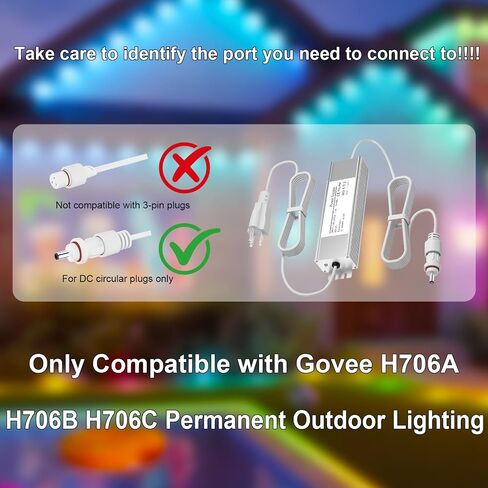 36V 3A Waterproof Power Supply for Govee Permanent Outdoor Lights,Compatible with Govee H706A H706B H706C Permanent Outdoor Lights Power Adapter Cord(White) in Kuwait