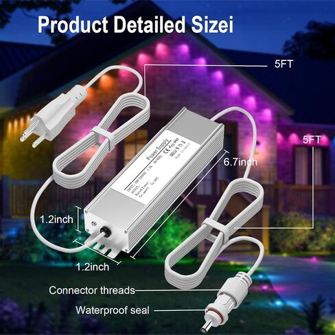 36V 3A Waterproof Power Supply for Govee Permanent Outdoor Lights,Compatible with Govee H706A H706B H706C Permanent Outdoor Lights Power Adapter Cord(White) in Kuwait