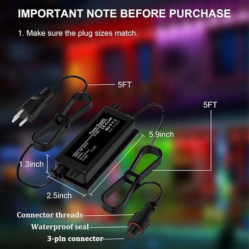 36V Waterproof Power Supply for Govee Permanent Outdoor Lights Only Compatible with Govee H705A H705B H705C Power Adapter Cord (not Compatible with grooved 3-pin connectors) in Saudi Arabia
