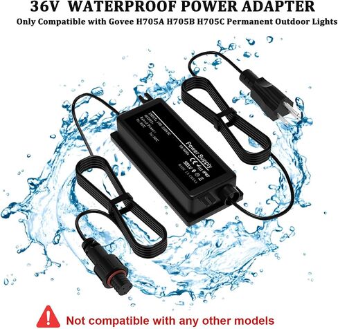 36V Waterproof Power Supply for Govee Permanent Outdoor Lights Only Compatible with Govee H705A H705B H705C Power Adapter Cord (not Compatible with grooved 3-pin connectors) in Saudi Arabia