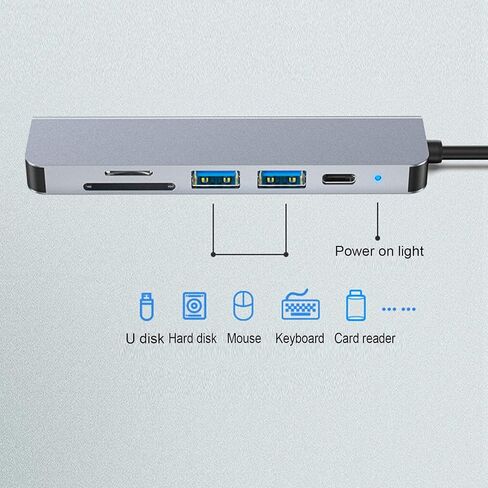 6‑in‑1 Type ‑ C Hub Adapter Type ‑ C to HDMI Docking Station Adapter Comput in Saudi Arabia