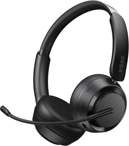 EKSA H35 Wireless Headset with Mic for Work, Bluetooth 5.4 Headphones with AI Noise-Canceling Microphone, 25H Playtime & Mic Mute,169g On Ear Headphones for Trucker/Remote Work/Call Center/Office in Kuwait