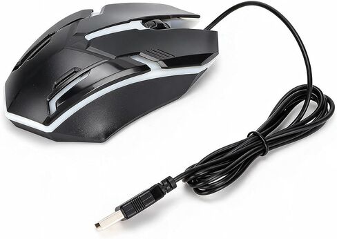 ماوس كمبيوتر سلكي، منفذ USB سلكي، توصيل وتشغيل ماوس ضوئي مضيء، تشغيل سلكي بسيط للألعاب الكبيرة والمكاتب (أسود) in Kuwait