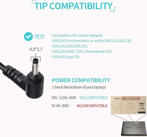 65W AC Charger for Lenovo IdeaPad 3 5 Flex 5 4 6 11 14 15 Laptops in Saudi Arabia