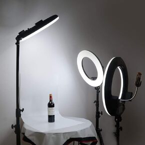 18 Inch LED Ring Light Kit Bi Color Dimmable Photo Studio Video Portrait Film Selfie YouTube Photography Continuous Lighting Kits w Phone/Camera Holder,Makeup Mirror,Light Stand and Bag White in Saudi Arabia