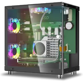 Elecrow Mini PC Case for Raspberry Pi 5 - Aluminum Case with 3 Cooling Fans, 1.3" OLED Display, PCIe M.2 NVMe SSD 2230/2242/2260/2280 Support, RTC, Full Port Access, Compact All-in-One Enclosure in Saudi Arabia
