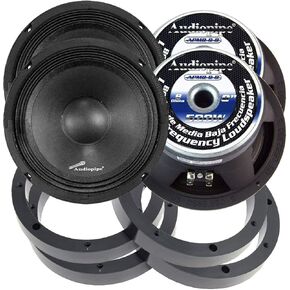 2 Pairs Audiopipe 8" inch 500W Mid Range Loud Speakers with Custom 1" Plastic Spacer Rings Combo in Saudi Arabia