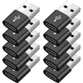USB to USB C Adapter 10 Pack,USB C Female to A Male Car Charger,Type C Converter for iPhone 16 16e Pro Max,15 14 13 12 Plus,Apple Watch,Airpods,Compatible for Nintendo Switch,Samsung Galaxy S25 in Saudi Arabia