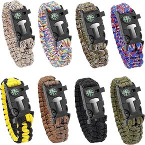 Survival Paracord Bracelet 8 Pack with Fire Starter Compass Whistle in Saudi Arabia