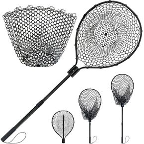 All Metal Telescoping Rubber Fishing Net with Handle Length: 59" Depth:19.7" Hoop: 26"x18" Large Silicone Fish Landing Net Pier/Kayak/Fishpond/Saltwater/Salmon Extendable Fishing Gear in Saudi Arabia