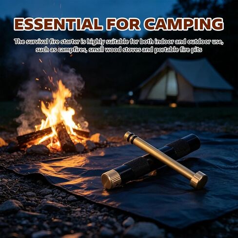 13cm Fire Piston, Metal Compression Fire Starter Piston, Portable Fire Starter Tube for Camping, Hiking Exploring, Outdoor Activities in Kuwait