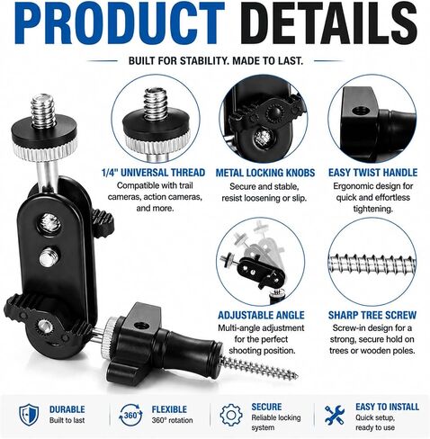 2 Pack Trail Camera Tree Mount Bracket, 360 Adjustable 1/4 Screw in Saudi Arabia