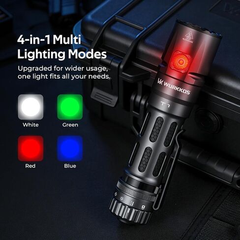 Wurkkos T1 5500 High Lumens Led Tactical Flashlight, Super Bright Pocket Flashlights RGBW Side Light & Dual Modes,IPX68 Waterproof,415M Distance Beam,Camping, Hiking, Outdoor and Emergency Use in Saudi Arabia