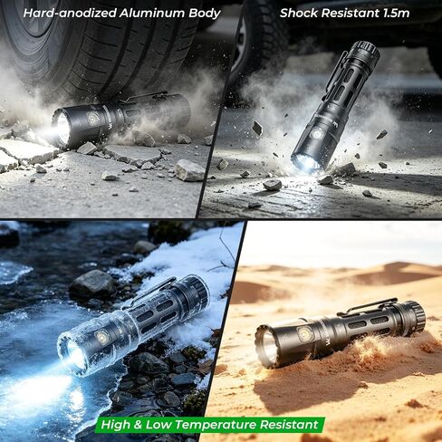 Wurkkos T1 5500 High Lumens Led Tactical Flashlight, Super Bright Pocket Flashlights RGBW Side Light & Dual Modes,IPX68 Waterproof,415M Distance Beam,Camping, Hiking, Outdoor and Emergency Use in Saudi Arabia