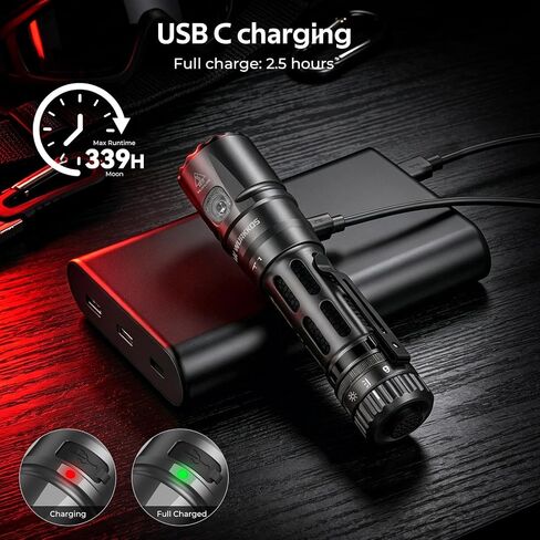 Wurkkos T1 5500 High Lumens Led Tactical Flashlight, Super Bright Pocket Flashlights RGBW Side Light & Dual Modes,IPX68 Waterproof,415M Distance Beam,Camping, Hiking, Outdoor and Emergency Use in Saudi Arabia