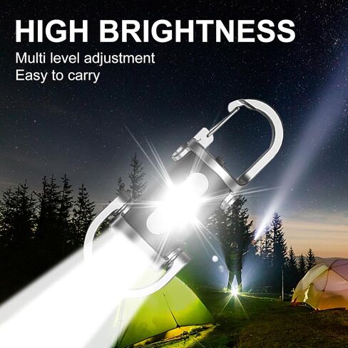 2 Pack Rechargeable Keychain Flashlights, EDC Mini Keychain Flashlight 6 Light Modes Waterproof, Compact Pocket COB Light for Night Working, Running, Walking, Camping, Fishing, Hiking in Kuwait