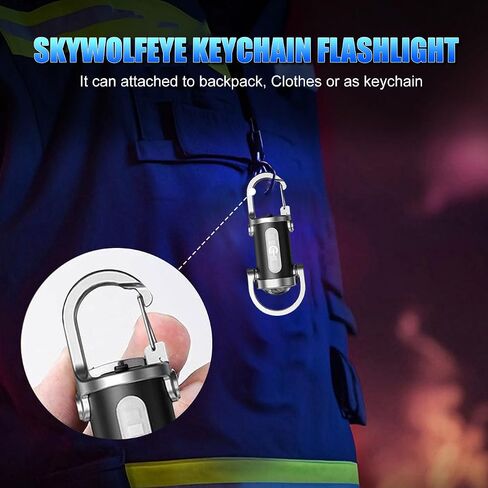2 Pack Rechargeable Keychain Flashlights, EDC Mini Keychain Flashlight 6 Light Modes Waterproof, Compact Pocket COB Light for Night Working, Running, Walking, Camping, Fishing, Hiking in Kuwait