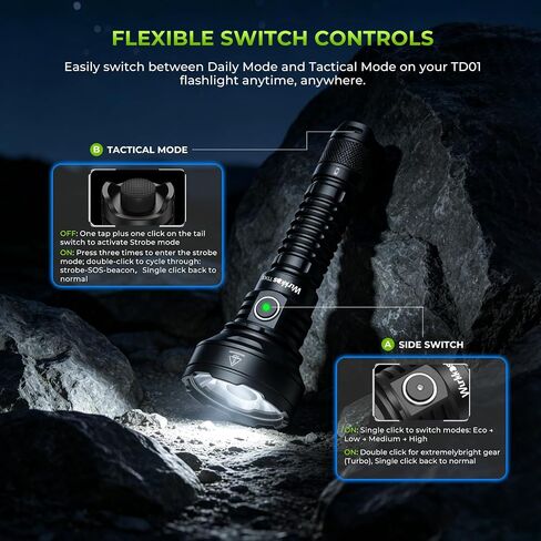 Wurkkos TD01 Tactical Flashlight Rechargeable 2200 Lumens 1039M Long Throw in Saudi Arabia