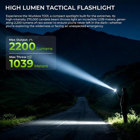 Wurkkos TD01 Tactical Flashlight Rechargeable 2200 Lumens 1039M Long Throw in Saudi Arabia