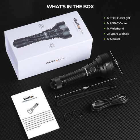 Wurkkos TD01 Tactical Flashlight Rechargeable 2200 Lumens 1039M Long Throw in Saudi Arabia
