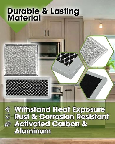 4 Pcs Microwave Oven Charcoal & Grease Filter Fit for Samsung ME19R7041FS in Saudi Arabia