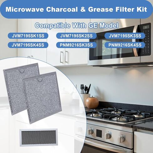 Microwave Charcoal & Grease Filter Kit, Microwave Filter Replacement Part Compatible with GE JVM7195SK1SS, JVM7195SK2SS, JVM7195SK3SS, JVM7195SK4SS, PNM9216SK3SS, PNM9216SK4SS in Saudi Arabia
