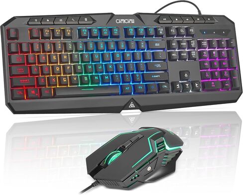 PC Gaming Keyboard and Mouse Combo Wired with Backlit, RGB Light up Mouse in Saudi Arabia
