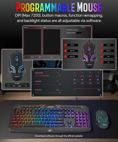 PC Gaming Keyboard and Mouse Combo Wired with Backlit, RGB Light up Mouse in Saudi Arabia
