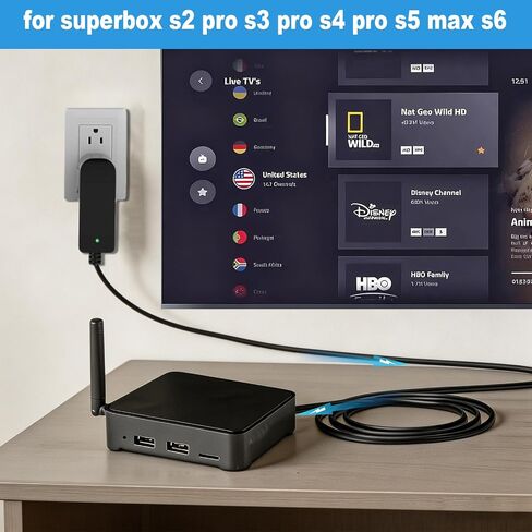 5V Power Cord for Superbox S2 S3 S4 Pro S5 S6 Max Compatible with Superbox Elite Ultra/Elite pro+ H1212-05200-W Smart Video Player TV Box Power Adapter Charger in Kuwait
