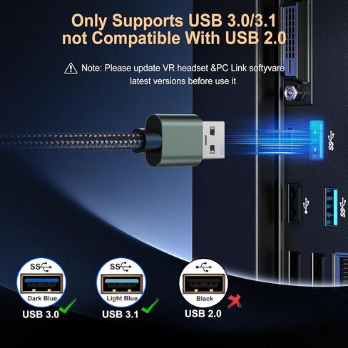16FT Link Cable for Meta Quest 2, 3, 3S, Oculus 2, 1, Pico 4, PC, Steam VR in Kuwait