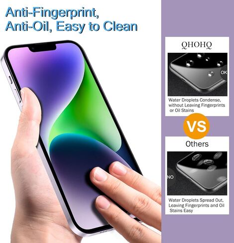 واقي شاشة QHOHQ مكون من 3 قطع لهاتف iPhone 14 Plus مقاس 6.7 بوصات مع 3 قطع من واقي عدسة الكاميرا من الزجاج المقوى، فائقة الدقة، صلابة 9H، سهل التركيب [إطار سهل التركيب] in Kuwait