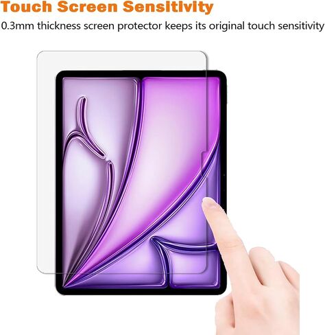 [عبوة من قطعتين] واقي شاشة Gjinniuk لجهاز iPad Air 11 2026/2025/2024 (Air 8th/7th/6th Generation M4/M3/M2) الطراز: A3460/A3266،A3267،A2902، A2903، واقي فيلم من الزجاج المقوى لجهاز iPad Air 11 بوصة قلم مضاد للخدش وحافظة متوافقة مع HD شفاف in Kuwait