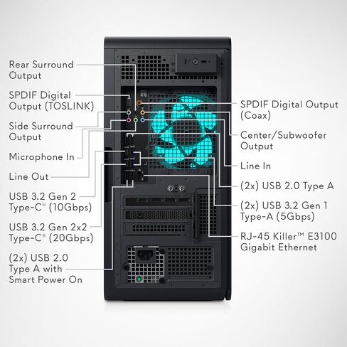Alienware Aurora R16 Gaming Desktop - Intel Core i7 14700F, 32GB DDR5 RAM, 1TB SSD, NVIDIA GeForce RTX 4070 Super 12GB GDDR6X Graphics, Windows 11 Home, 1 Year Onsite/in-Home Service - Basalt Black in Kuwait