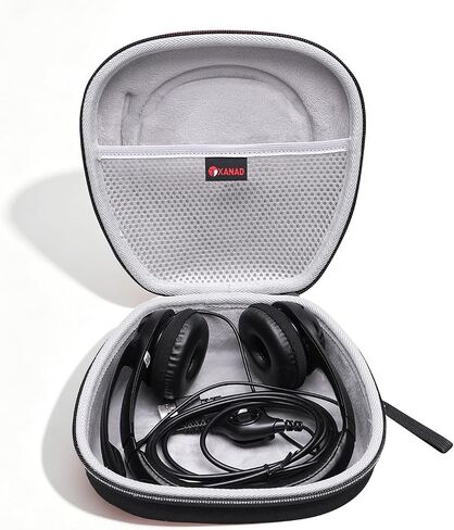 حافظة XANAD صلبة لجهاز Logitech H390/ H430/ H570e أو JLab Go Work، JIAMQISHI، EAGLEND، FEABASK سماعات رأس ستيريو سلكية مع سماعات ميكروفون بخاصية إلغاء الضوضاء - حقيبة تخزين تافيل in Kuwait