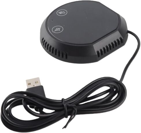 Irfora 360° Omnidirectional USB Conference Speakerphone Microphone with Buttons for Business Negotiation, Chatting - White (USB&Touch Button&Speaker) in Kuwait