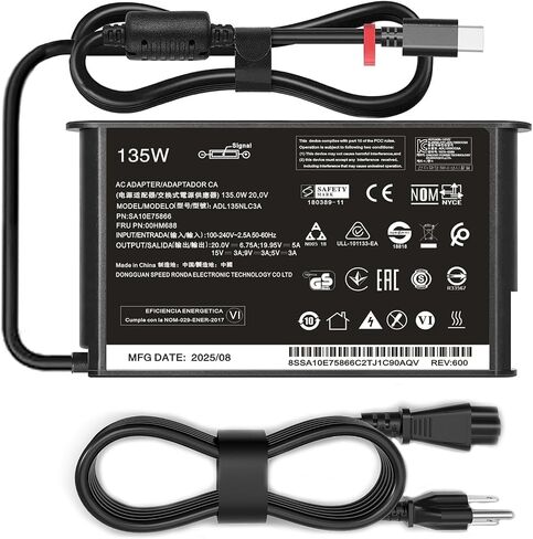 135W 100W USB C Laptop Charger Compatible with Lenovo ThinkPad P14s P16s in Kuwait