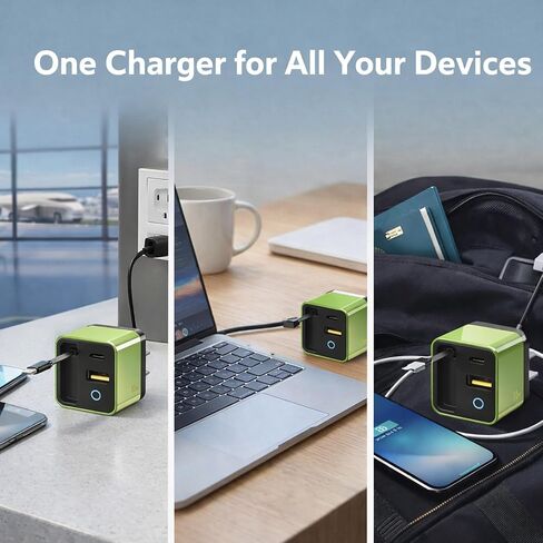 3 في 1 شاحن GAN ، وحدة الشاحن السريع 80W القابل للتطوير MAX مع كبل C Cable ومنفذ USB ، TORBE 80 وات في قابس جدار هاتف قابل للسحب للهاتف وأجهزة الكمبيوتر المحمولة (Green * 2) in Kuwait