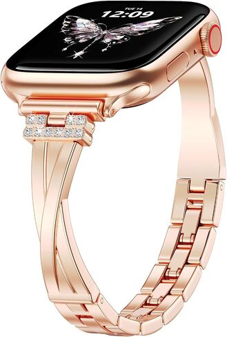 KOREDA Slim Bands Compatible with Apple Watch 38mm 40mm 41mm 42mm 44mm 45mm 46mm 49mm Series 11 10 9 8 7 SE Ultra Women, Thin Metal Dressy Jewelry Lucky Clover Bracelet for iWatch Series 6/5/4/3/2/1 in Saudi Arabia