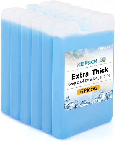 TOPOKO Ice Packs for Lunch Bags, Coolers & Freezers – 6 Pack Reusable Ice Packs, Slim, Leak-Proof, Long-Lasting Cold, Quick Freeze for Picnic, Camping, Beach, Hiking & Outdoor Sports in Saudi Arabia