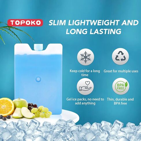 TOPOKO Ice Packs for Lunch Bags, Coolers & Freezers – 6 Pack Reusable Ice Packs, Slim, Leak-Proof, Long-Lasting Cold, Quick Freeze for Picnic, Camping, Beach, Hiking & Outdoor Sports in Saudi Arabia