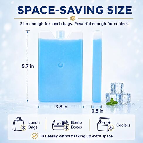 TOPOKO Ice Packs for Lunch Bags, Coolers & Freezers – 6 Pack Reusable Ice Packs, Slim, Leak-Proof, Long-Lasting Cold, Quick Freeze for Picnic, Camping, Beach, Hiking & Outdoor Sports in Saudi Arabia