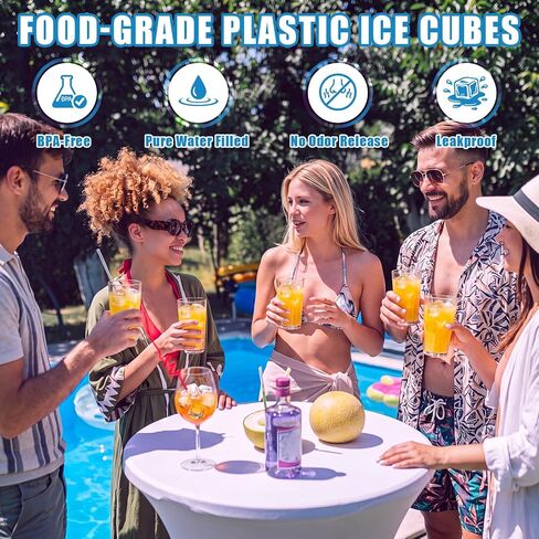 600 Pcs Reusable Ice Cubes for Coolers, Bpa Free Refreezable Plastic Ice Cubes with Storage Bag for Drinks Whiskey Coffee Bars Party Outdoor Baths Enthusiasts (Clear) in Kuwait