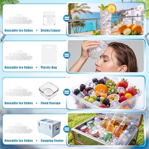 600 Pcs Reusable Ice Cubes for Coolers, Bpa Free Refreezable Plastic Ice Cubes with Storage Bag for Drinks Whiskey Coffee Bars Party Outdoor Baths Enthusiasts (Clear) in Kuwait