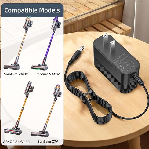 36V Replacement Charger for 29.6V Smoture Vac01 & Vac02 | Compatible with SunSare X7A-US and AFNOP AceVac 1 Cordless Stick Vacuums in Saudi Arabia