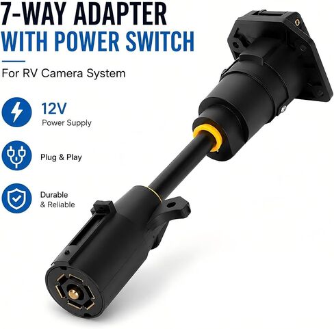 7-Way RV Camera Adapter with Power Switch, Provides Stable 12V Power for Furrion Vision S Backup Camera System, Plug & Play Replacement for F2BC004XXBK in Saudi Arabia